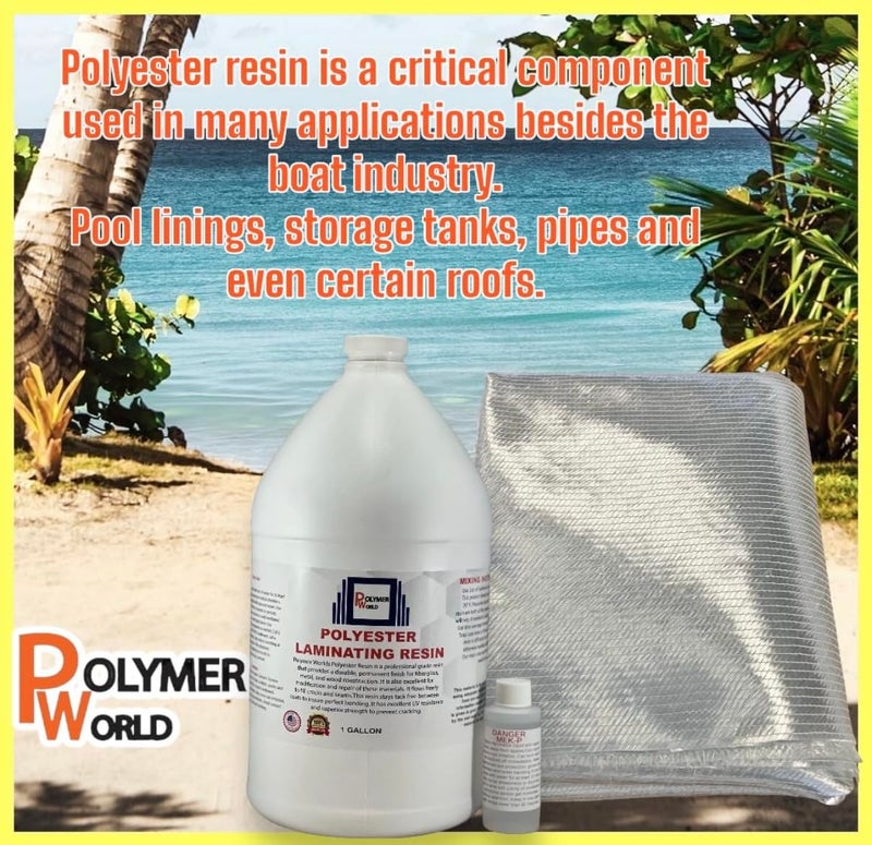 Polymer World - Polyester Resin with Rolled 1708x38x5 Yard Biaxial Cloth, Fiberglass Repair Kits for Boats, Automotive, RV Canoes, Jetski, Snowmobiles, with MEKP… - Image 2